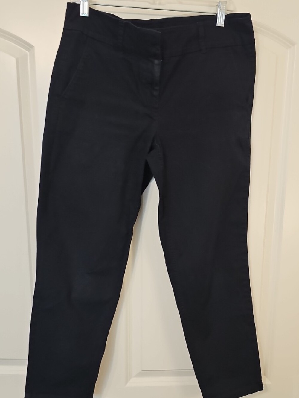LOFT Black Modern Chino Crop Pants with Gold-Tone Hardware